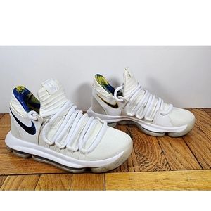 Nike Zoom KD 10 Kids GS 'Numbers' Sz 5Y White/Royal/Gold NBA Sneakers